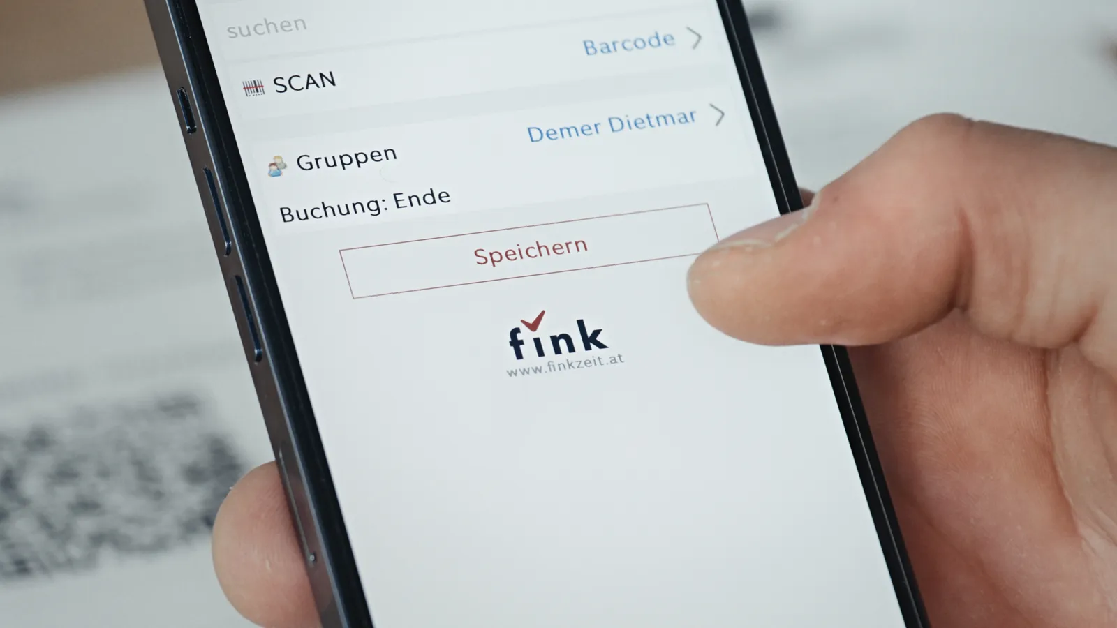 Buchung per Barcode in der Fink Mobilversion am Smartphone