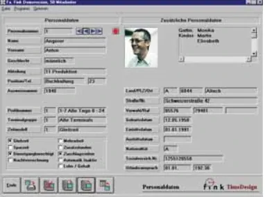 Personaldaten in der Fink Software TimeDesign